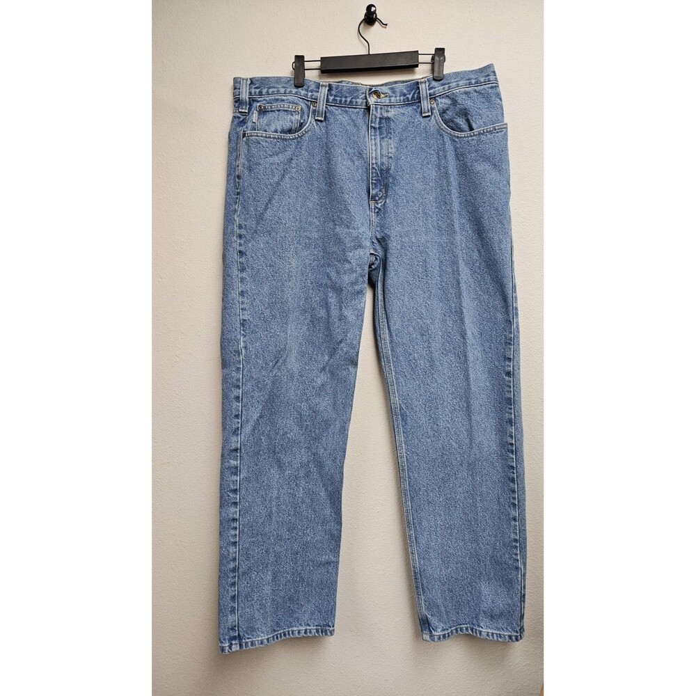 Carhartt Jeans Mens 40x32 Light Wash Blue Denim Relaxed Fit Straight B480 LVB